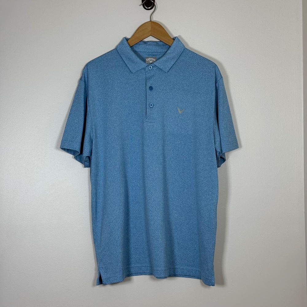 Callaway Mens Polo Shirt Size L Blue Opti-Dri Moisture Wicking Golf Casual
